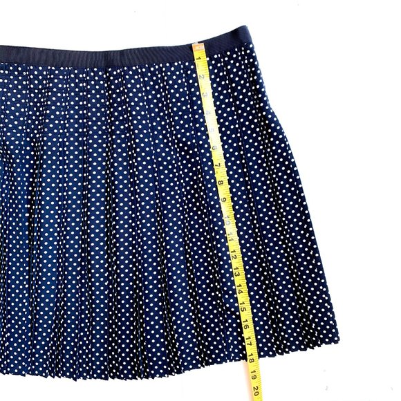 J.CREW pleated navy blue skirt white polka dots 6 - Picture 2 of 5